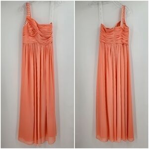 Calvin Klein Peach Color One Shoulder Beaded Evening Dress